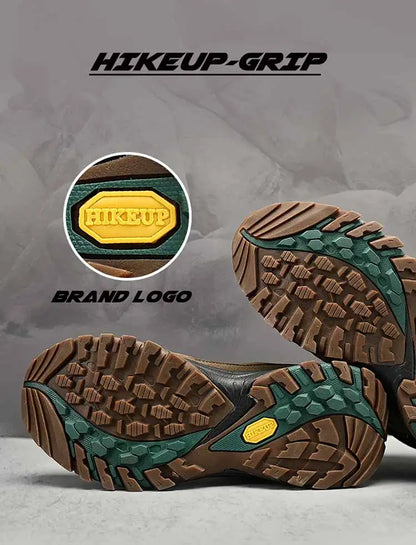 Botas de caminhada de cano alto para homem HIKEUP, calçado de inverno para exterior, com atacadores, antiderrapante, desportivo e casual, botas de trekking em camurça, quentes para homem