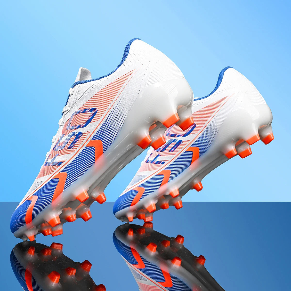 Unisex AG FG Soccer Shoes PU Woven Fabric Upper TPU Shockproof Sole Wear Resistant Anti-slip Teenager Competition Sneakers