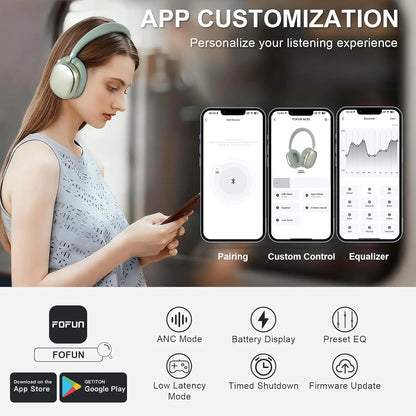 NC95 Hybrid Active Noise Cancelling Headphones Wireless Bluetooth 6.0 Over Ear Headphones with 65H Playtime, Hi-Res Audio, Knob Control