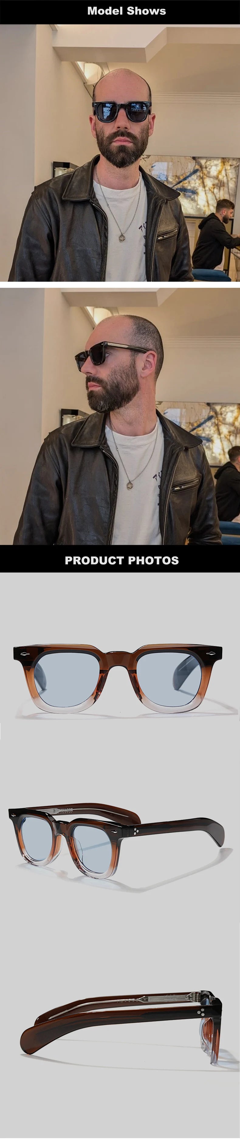 Luksusowa marka, designerskie, klasyczne okulary przeciwsłoneczne z acetatu w kolorze żółwiowym, męskie okulary w stylu retro, modne okulary męskie do noszenia na świeżym powietrzu, 148 mm