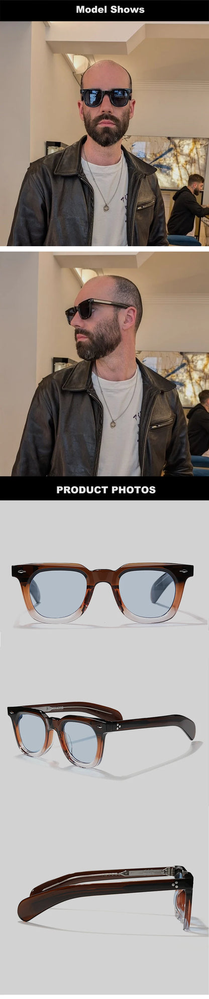 Luksusowa marka, designerskie, klasyczne okulary przeciwsłoneczne z acetatu w kolorze żółwiowym, męskie okulary w stylu retro, modne okulary męskie do noszenia na świeżym powietrzu, 148 mm
