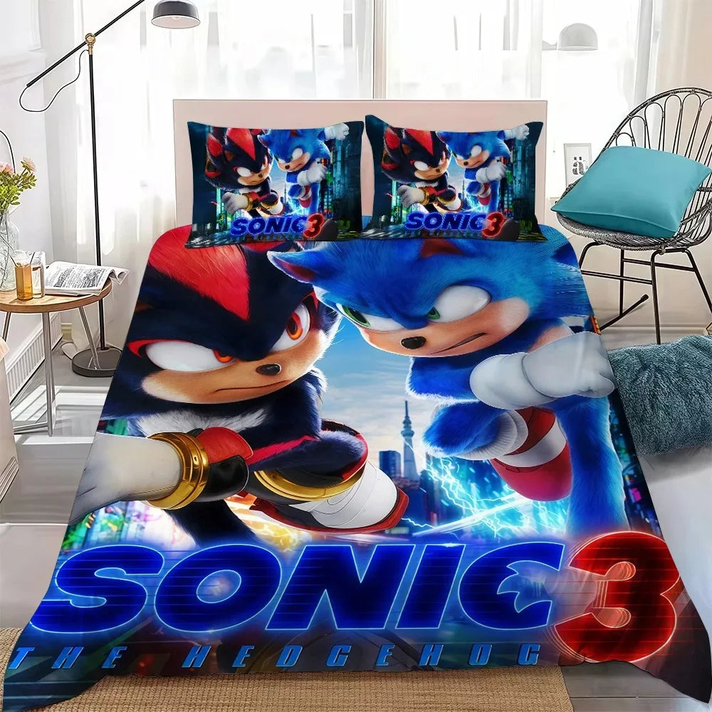 The Movie H-Hedgehog S-SonicES 3 Duvet Cover Set Soft Washed Cotton Bed 2/3pcs Summer Comfortable Student Dormitory Home Bedding