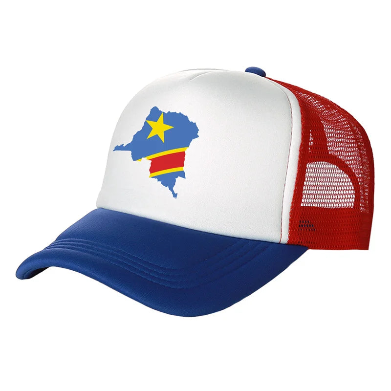 Casquette de camionneur pour homme « Congo démocratique » Casquette de la République démocratique du Congo Casquette de baseball Casquettes unisexes en maille aérée pour l'été