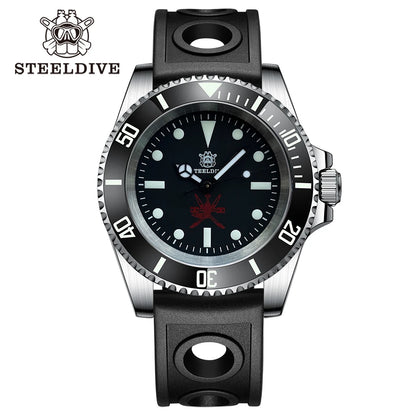STEELDIVE SD1954 Black Dial 41MM Stainless Steel NH35 Automatic Movement What Ghost Men's 300M Dive Watch Sapphire Glass