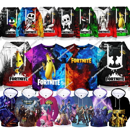New Fortnite 3D Digital Printed Top Children's Hooded Fashion Trendy Casual Pullover Sweatshirt Birthday Gift