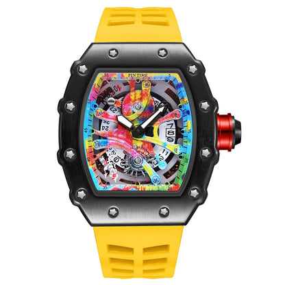 Coole herenhorloges Luxe modieuze siliconen tonvormige horloges Skelet waterdichte kwarts polshorloges Klok Relogio Masculino