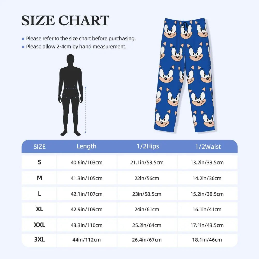 Pantalones de pijama personalizados para hombre con estampado «Soniced», con motivo de erizo, ropa de dormir, pantalones de estar por casa con bolsillos