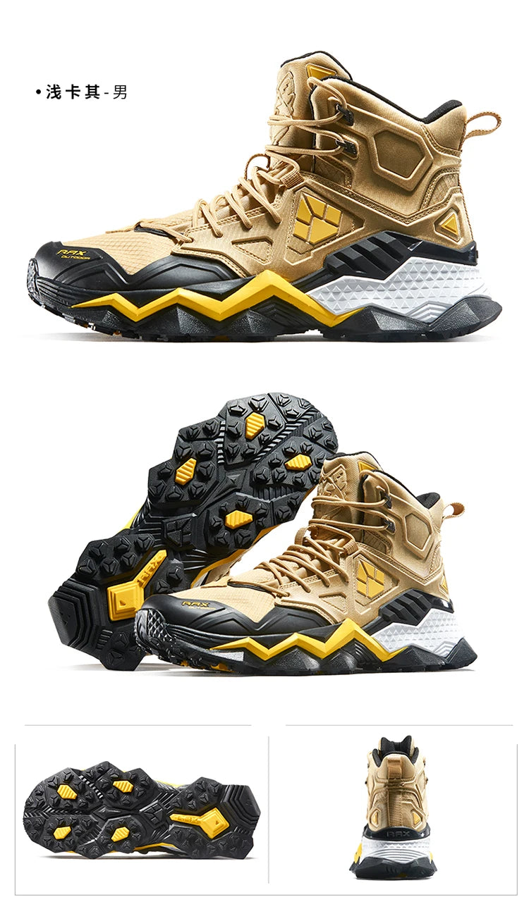 Rax Men's Waterproof Hiking Shoes Breathable Hiking Boots Outdoor Trekking Boots Sports Sneakers Tactical Shoes