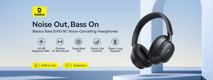 Baseus Bass BH1 NC Lite ANC Wireless Headphones Bluetooth 6.0 Noise Cancelling Headset 80H Battery Over Ear Earphones