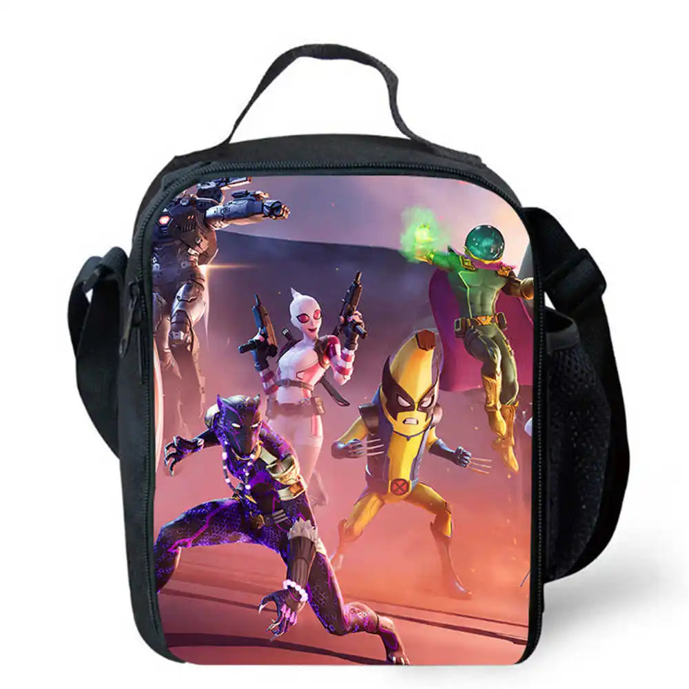 Lunch Bags for Children,Cartoon Fort-nite School Picnic Bags for Girls Boys,Kids Insulated Cooler Lunch Bags Portable Lightweigh