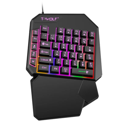 Wired One-Handed RGB Mechanical Gaming feel Keyboard, Mecha Membrane 40 Keys USB Professional Gaming Keypad Multimedia buttons