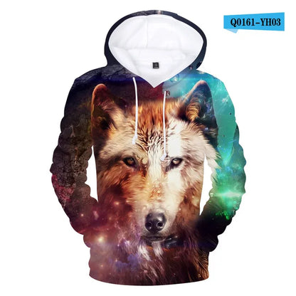 Hanorac cu glugă Cool Space Galaxy Wolf pentru bărbați, hanorace cu glugă, model „Bright Wolf”, hanorace la modă cu „Handsome Wolf”, hanorace de primăvară și toamnă, pulovere, hanorace