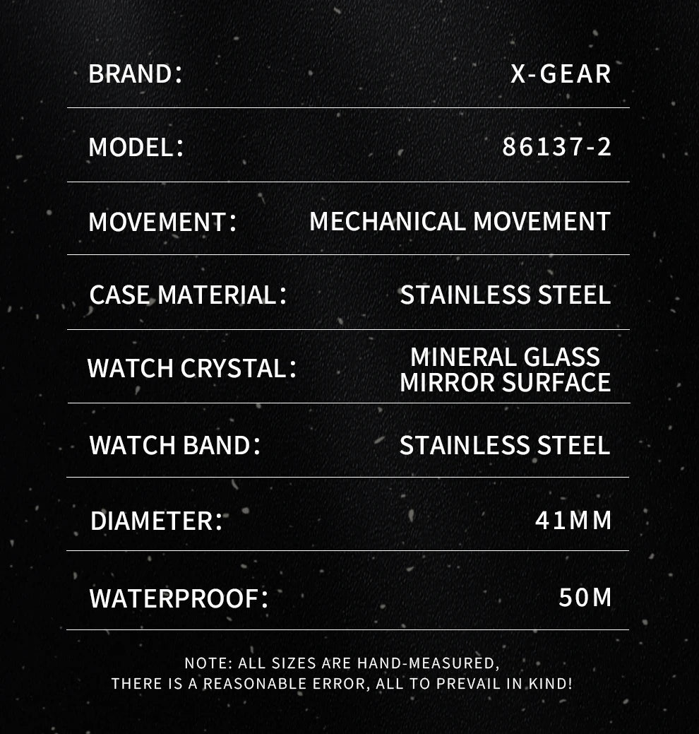 X-GEAR Men Luxury Watches Full diamond dial Diamond bezel Mechanical Watch Luminous Date Week Display Stainless Steel Case Strap
