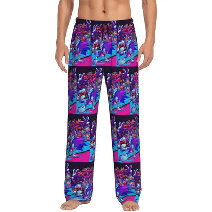 Pantalones de pijama personalizados para hombre con estampado «Soniced», con motivo de erizo, ropa de dormir, pantalones de estar por casa con bolsillos