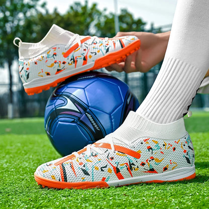 LiXingMing Football Boots Men White Professional High-Tops Soccer Society Cleats Football Shoes Non-Slip Match Training Sneakers