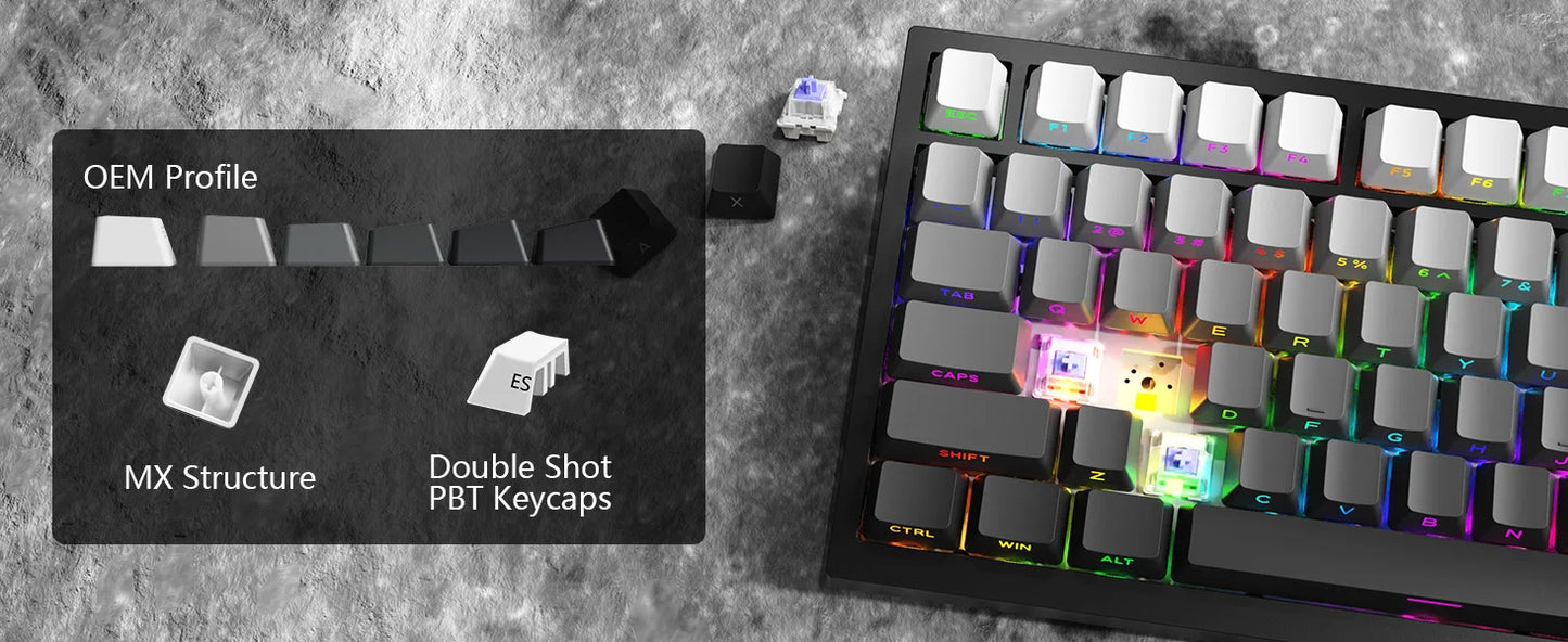 ATTACK SHARK X820 Ultra Gasket Mechanical Keyboard with TFT Screen & Knob, 75% ANSI Layout, Tri-mode, 5 Sound Absorbing Foams