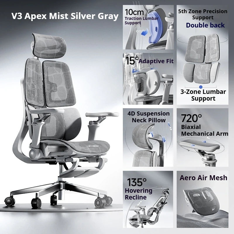 Ergonomic Office Mesh Chair Adjustable Executive Computer Chair with Rolling Swivel Base, Modern Gaming Chair for Home Office Desk Setup