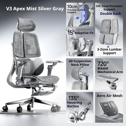 Ergonomic Office Mesh Chair Adjustable Executive Computer Chair with Rolling Swivel Base, Modern Gaming Chair for Home Office Desk Setup