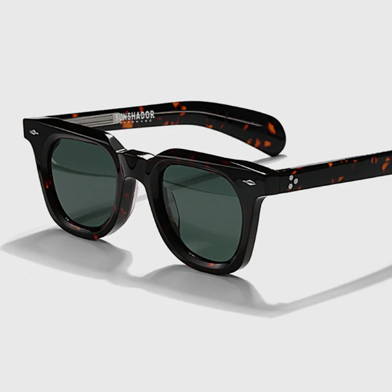 Luksusowa marka, designerskie, klasyczne okulary przeciwsłoneczne z acetatu w kolorze żółwiowym, męskie okulary w stylu retro, modne okulary męskie do noszenia na świeżym powietrzu, 148 mm