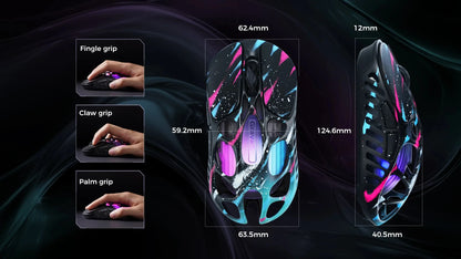 GravaStar Mercury X Pro Tri-Mode Wireless Gaming Mouse, 8K Receiver, Magnesium Alloy Lightweight, Long Battery Life, RGB  Gaming