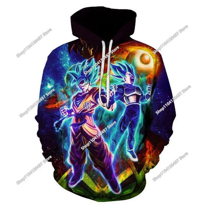 Sudadera con capucha de Dragon Ball para niños y niñas, nuevo estilo de otoño e invierno: sudadera creativa, holgada y versátil con capucha