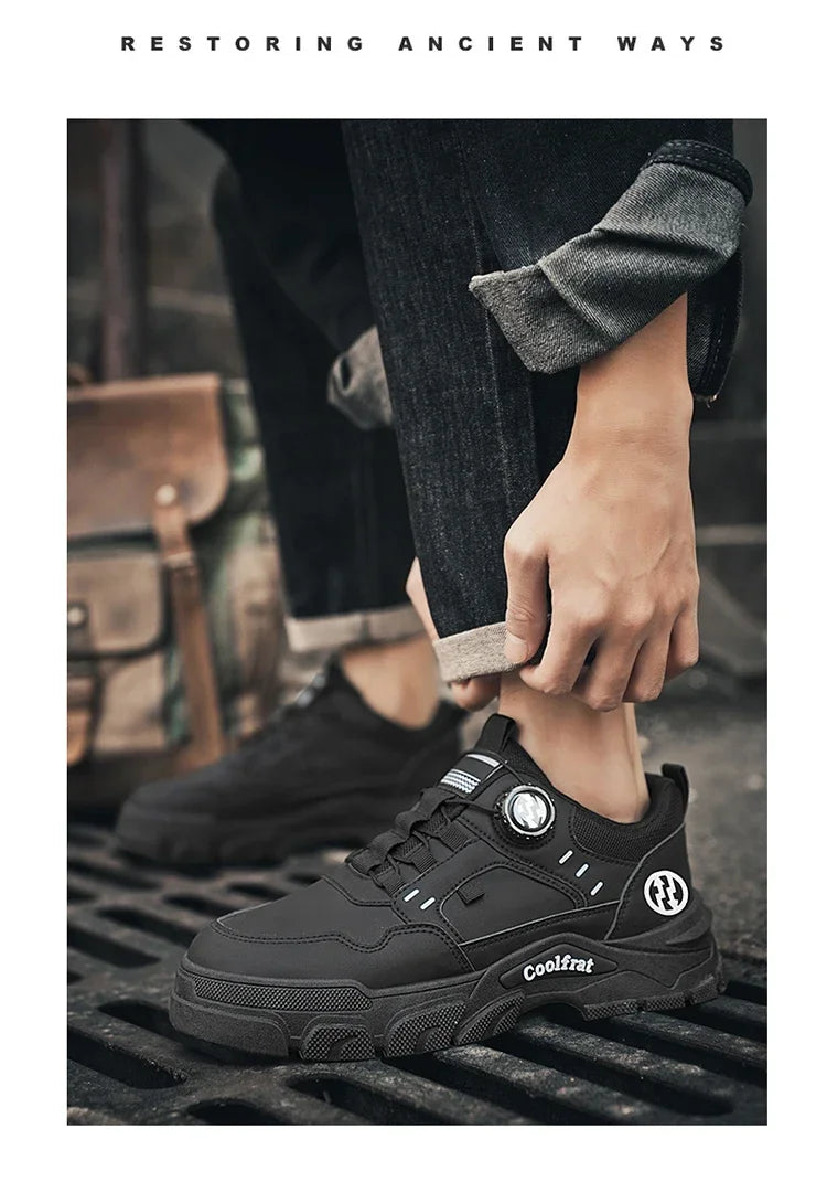 Nouvelles chaussures basses pour hommes, à boucle rotative, sportives, décontractées, tendance, d'extérieur, imperméables, chaussures de travail, semelle EVA, caoutchouc, Zapatillas Hombre
