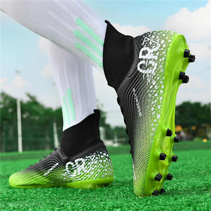 Chaussures de football professionnelles pour hommes/femmes, antidérapantes, à crampons FG, respirantes, chaussures d'entraînement à tige haute
