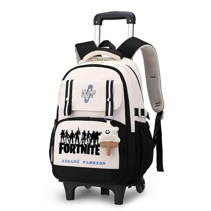 Fortnite Student Rolling Backpack Large Capacity Waterproof Lightweight Design Minimalist Laptop School Bag Casual Travel Bag