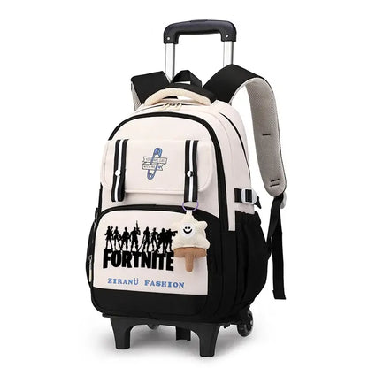 Fortnite Student Rolling Backpack Large Capacity Waterproof Lightweight Design Minimalist Laptop School Bag Casual Travel Bag