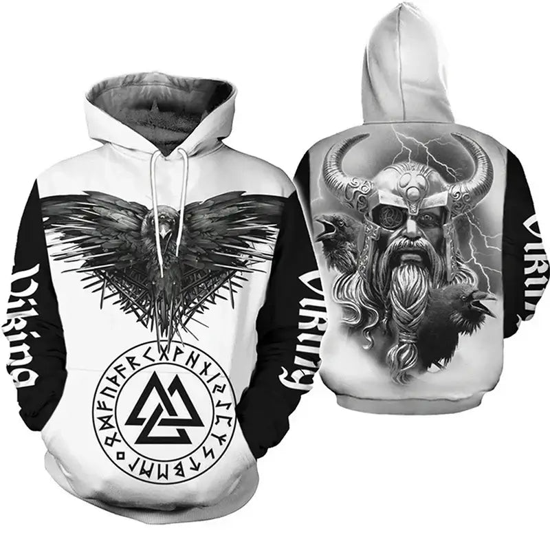 2024 Mens Hoodies Eagle Tattoo Pattern Vikings 3D Printed Fashion Casual Harajuku Hip Hop Autumn And Winter Oversized Sudaderas, Produit gaming premium Fraquane, produits de luxe, nouvelle génération, équipement gamer