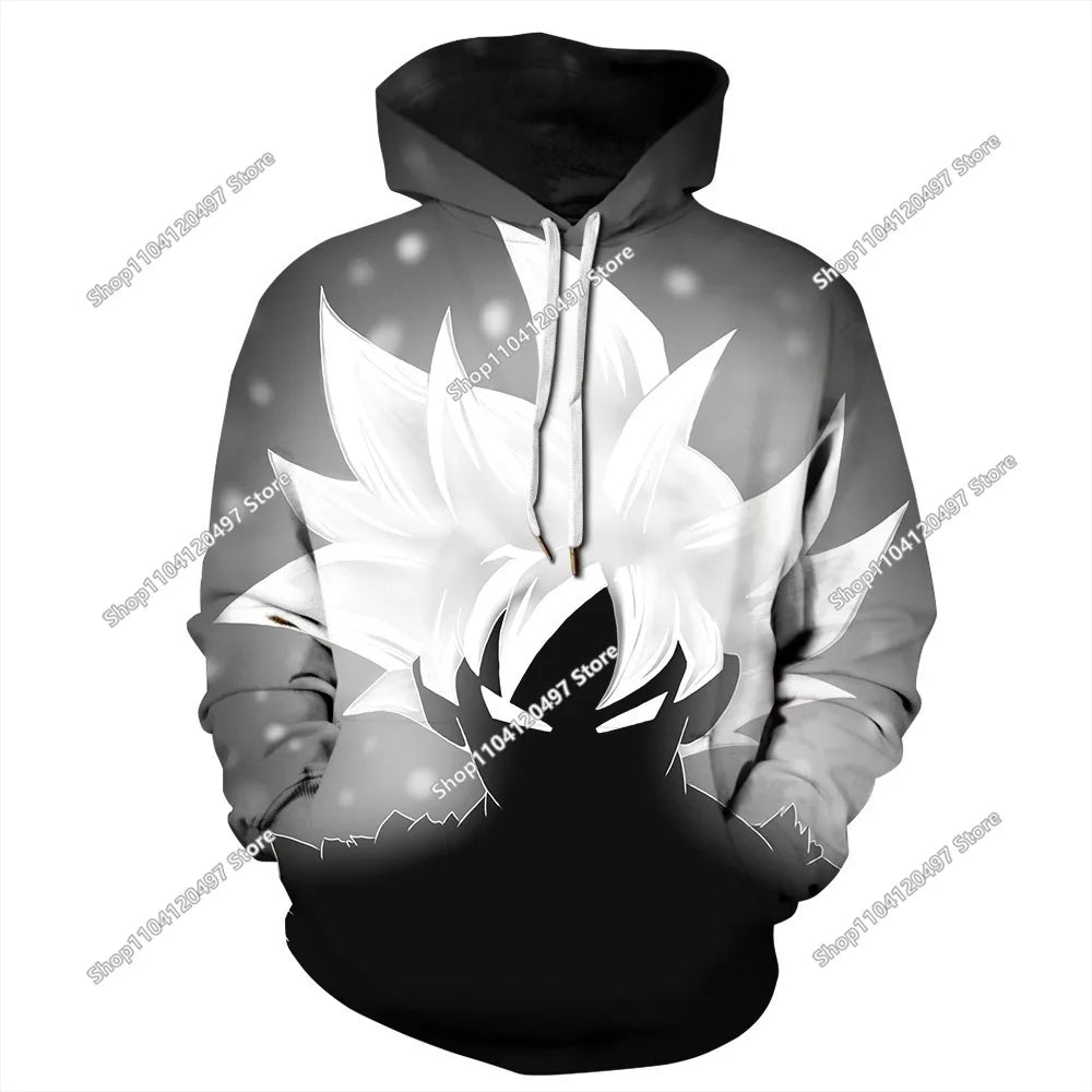 Sudadera con capucha de Dragon Ball para niños y niñas, nuevo estilo de otoño e invierno: sudadera creativa, holgada y versátil con capucha