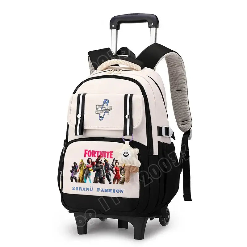 Fortnite Student Rolling Backpack Large Capacity Waterproof Lightweight Design Minimalist Laptop School Bag Casual Travel Bag