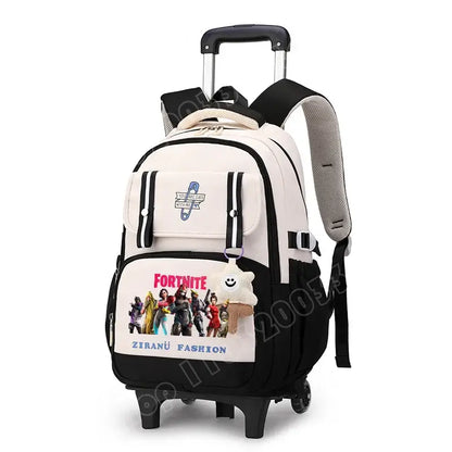 Fortnite Student Rolling Backpack Large Capacity Waterproof Lightweight Design Minimalist Laptop School Bag Casual Travel Bag