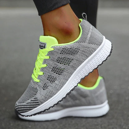 Women's Sneakers 2025 New Fashion Breathable Trainers, Comfortable Sneakers Mesh Fabric Lace-Up, Women's Tennis Shoes
