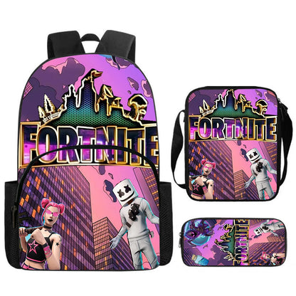 Fortnite 3Pcs Bag Set, Backpack with Front Pocket, Crossbody Bag and Pencil Case,  Boys girls The best gift for children