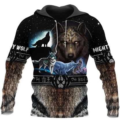 Moda primavera-otoño: sudaderas con capucha para hombre con estampado 3D de lobos por toda la prenda, sudaderas unisex, jerséis, chaquetas informales y abrigos de estilo urbano, talla 4XL