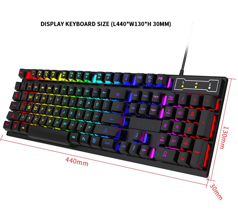 104 Keys Wired Keyboard with RGB Backlit Breathing Light Gaming Ergonomic Keyboard and Mouse Set for Computer Laptop Gamer Office