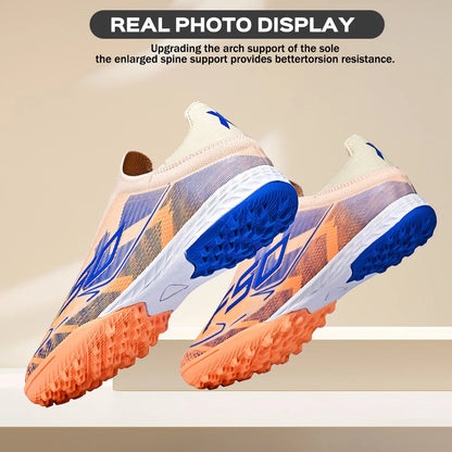 Chaussures de football TF pour adultes toutes saisons, en tissu PU mélangé, semelle extérieure en caoutchouc résistante à l'usure, forte adhérence pour les sports sur gazon toute l'année