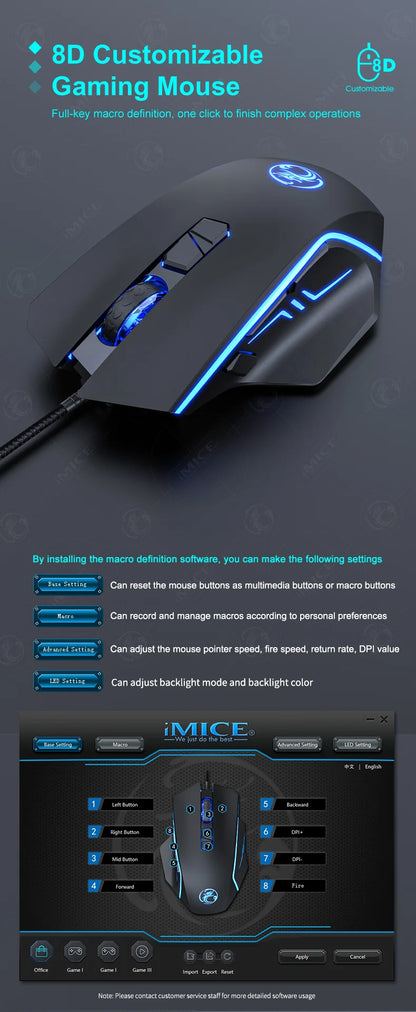 USB Wired Gaming Mouse, RGB Backlit Computer Mice, 8 Keys 7200 DPI High Precision Optical Mouse For Office Laptop Home Computer