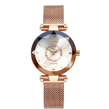 SENO Ocean Star Women Crystal Watch 2025 Top Brand Luxury Rose Gold Women Bracelet Watch For Ladies Wrist Watch Relogio Feminino
