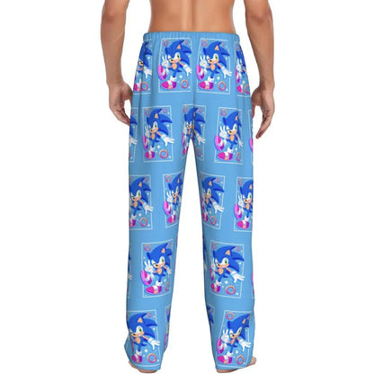 Pantalones de pijama personalizados para hombre con estampado «Soniced», con motivo de erizo, ropa de dormir, pantalones de estar por casa con bolsillos