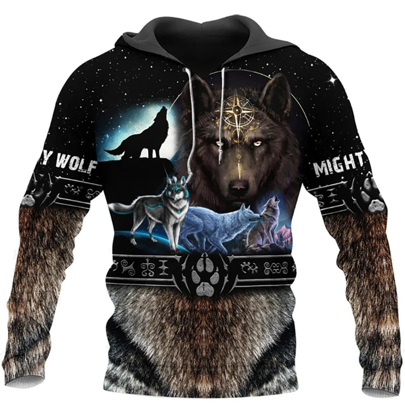 Moda primavera-otoño: sudaderas con capucha para hombre con estampado 3D de lobos por toda la prenda, sudaderas unisex, jerséis, chaquetas informales y abrigos de estilo urbano, talla 4XL