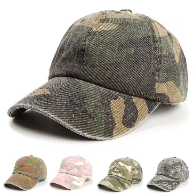 1 PC Unisex Hiking Camouflage Tactics Baseball Cap Leaves Jungle Hat Unstructured Cotton 6 Panel Baseball Cap