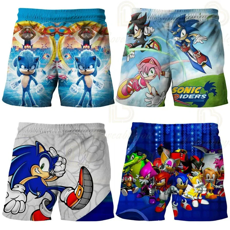 Pantalones infantiles de moda impresos en 3D: pantalones cortos S-Sonici, ropa de playa para niños, bañadores, trajes de baño, pantalones cortos de playa y pantalones