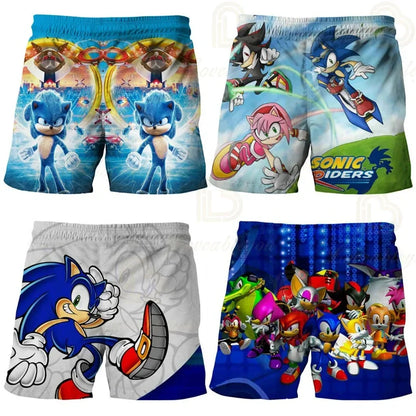 Pantalones infantiles de moda impresos en 3D: pantalones cortos S-Sonici, ropa de playa para niños, bañadores, trajes de baño, pantalones cortos de playa y pantalones