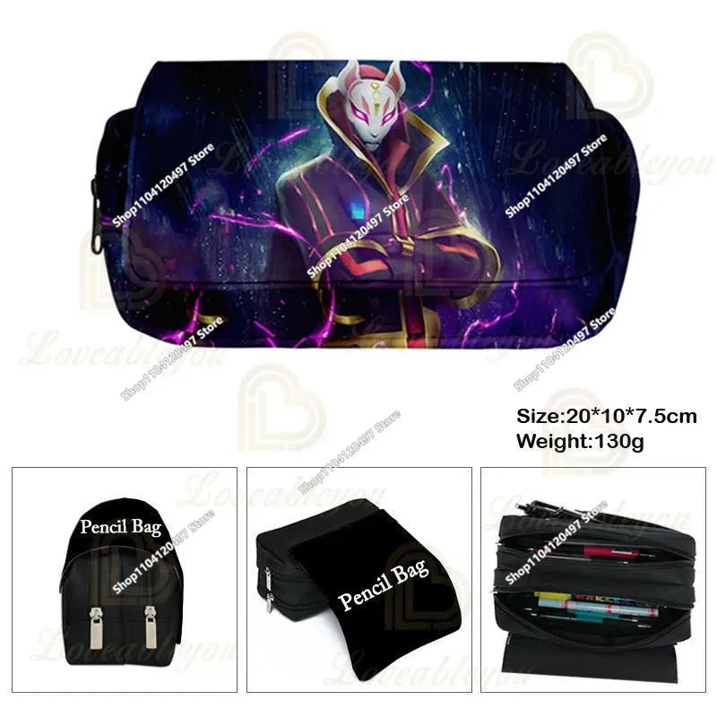 Fortnite Anime Character New Backpacks Cartoon Battle Royale Student 3-piece Set Book Bag Meal Box Pen Bag Anime Gifts
