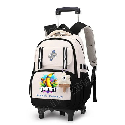 Fortnite Student Rolling Backpack Large Capacity Waterproof Lightweight Design Minimalist Laptop School Bag Casual Travel Bag