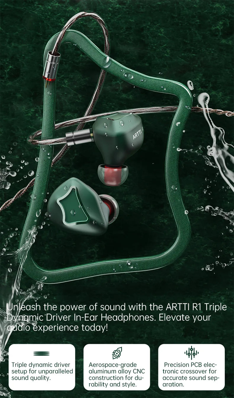 ARTTI T10 Planar Driver In-Ear HiFi Earphones, Wired IEM Monitors with 14.2mm Planar Driver, Detachable 0.78mm 2-Pin Cable, 3.5mm/4.4mm Audiophile Earbuds