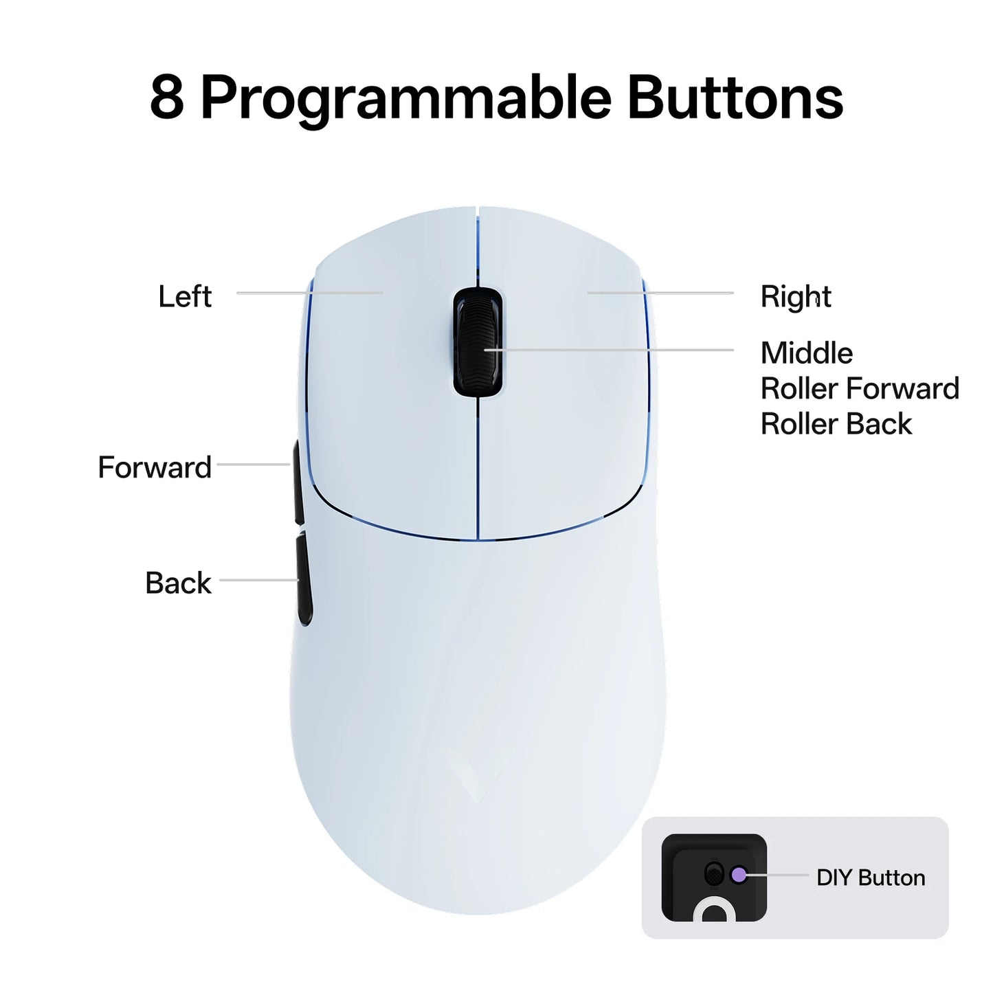 Rapoo VT0 Air MAX Wireless Gaming Mouse True 8K Wireless Polling Rate Esports Grade 39g Lightweight 30000DPI Optical Encoder