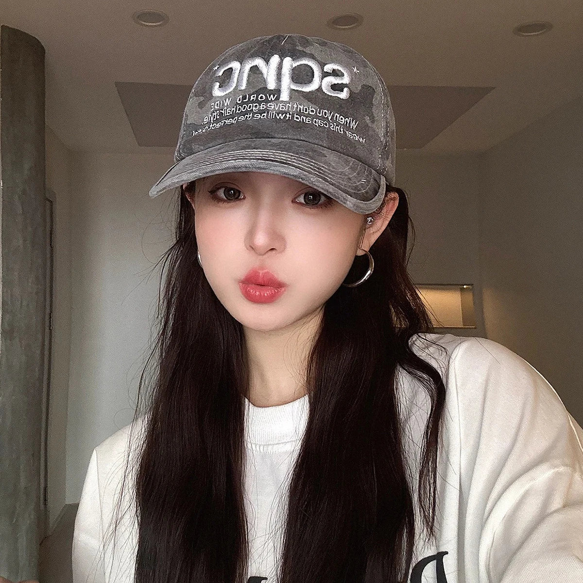 American Style CAMO Letter Embroidery Baseball Hats New Unisex Breathable Hip Hop Sunshade Versatile Niche Fashion Peaked Caps